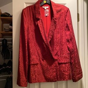 Wine leopard blazer